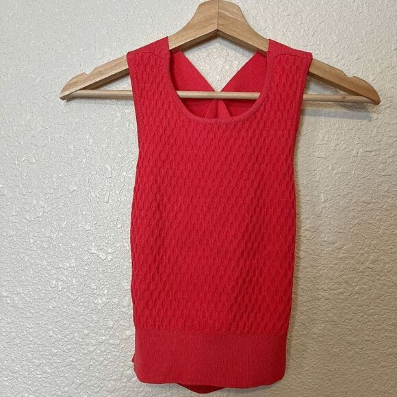 Jonathan Simkhai Hex Fence Pink Sleeveless Knit Crop Top Women's Size XS - Picture 2 of 10